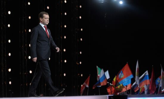 Президент РФ Дмитрий Медведев на форуме победителей "Прорыв"