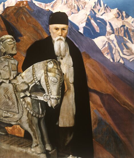 Картина "Николай Рерих у статуи Гуга Чохана"