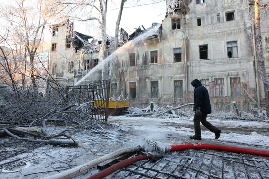 После тушения пожара в доме по адресу: Потаповский переулок, 6
