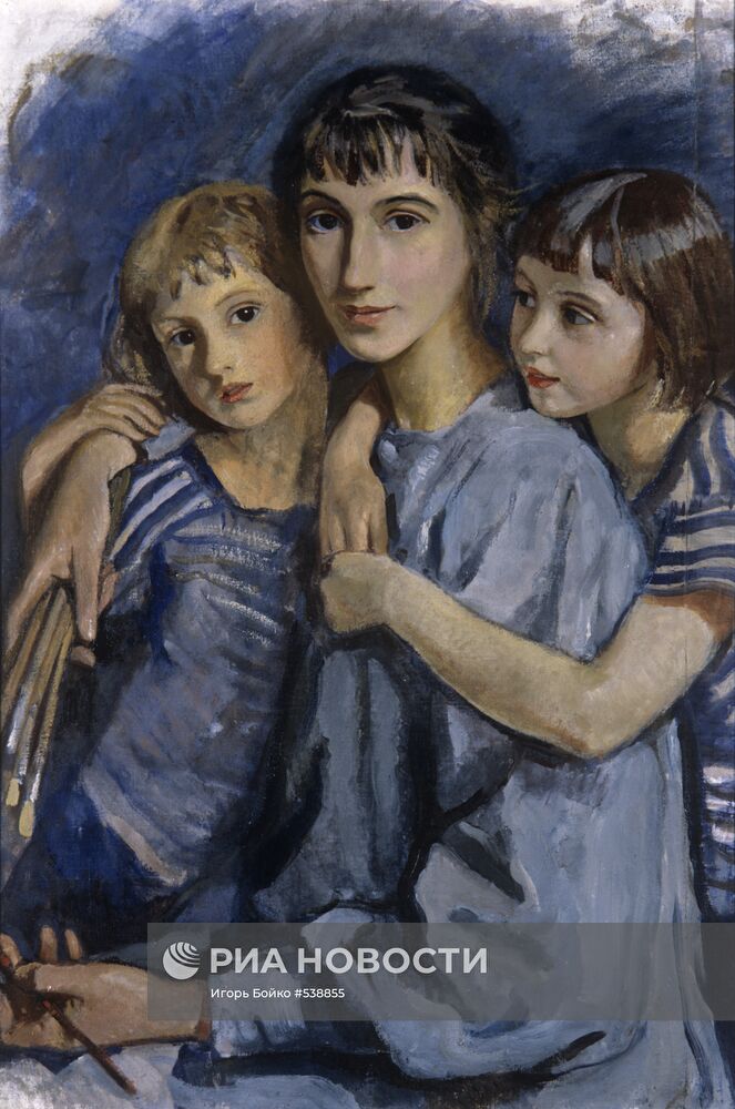 Репродукция картины "Автопортрет с дочерьми"