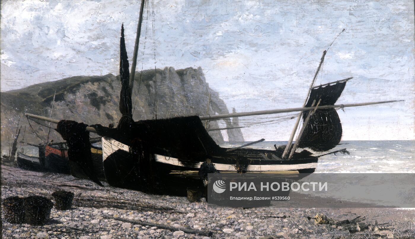 Репродукция картины "Рыбацкая лодка. Этрета. Нормандия"