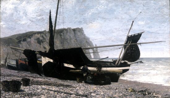 Репродукция картины "Рыбацкая лодка. Этрета. Нормандия"