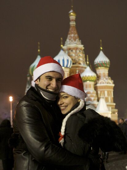 Встреча Нового года на Красной площади в Москве