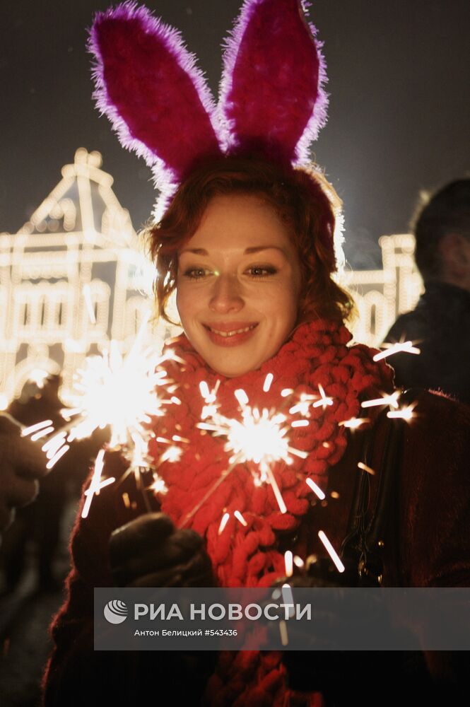 Встреча Нового года на Красной площади в Москве