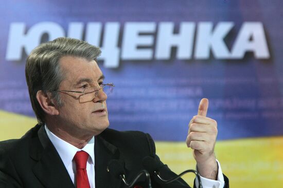 В.Ющенко на предвыборной пресс-конференции в Киеве