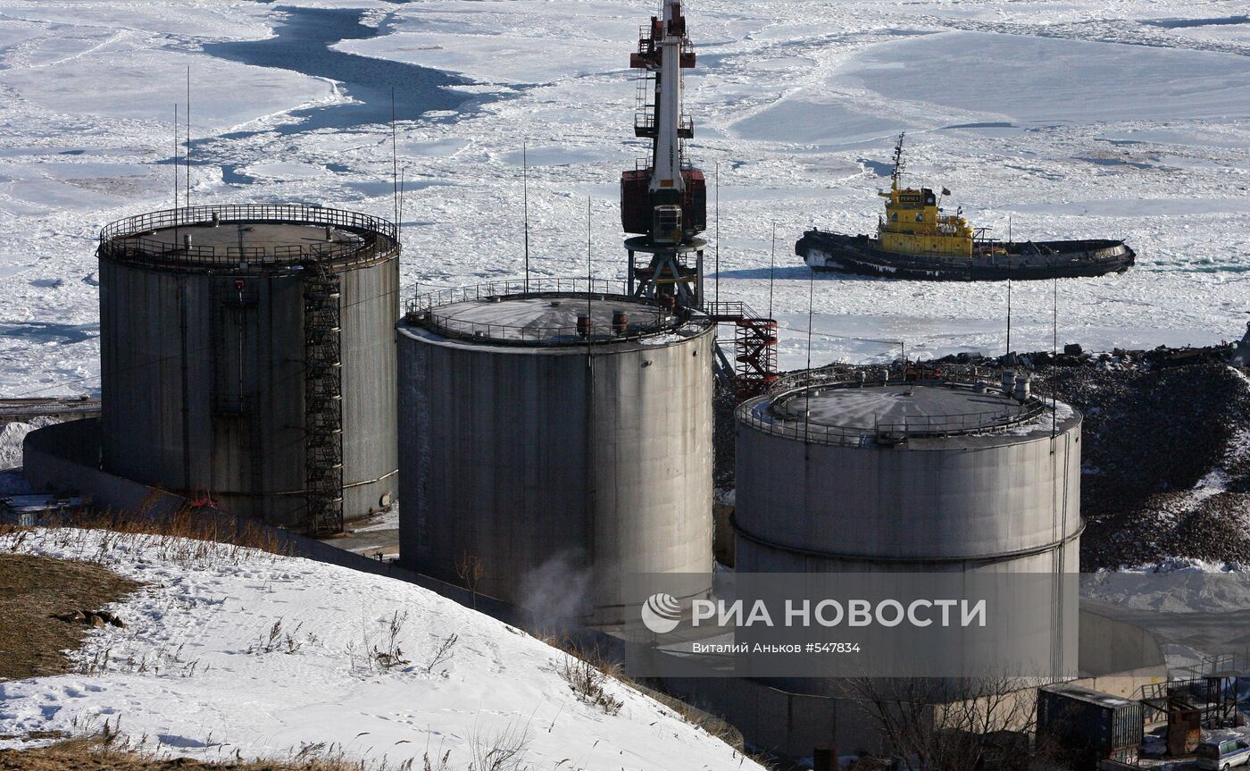 Замерзла бухта Золотой Рог во Владивостоке