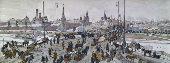 Репродукция картины К.Ф.Юона "Москворецкий мост. Зима"