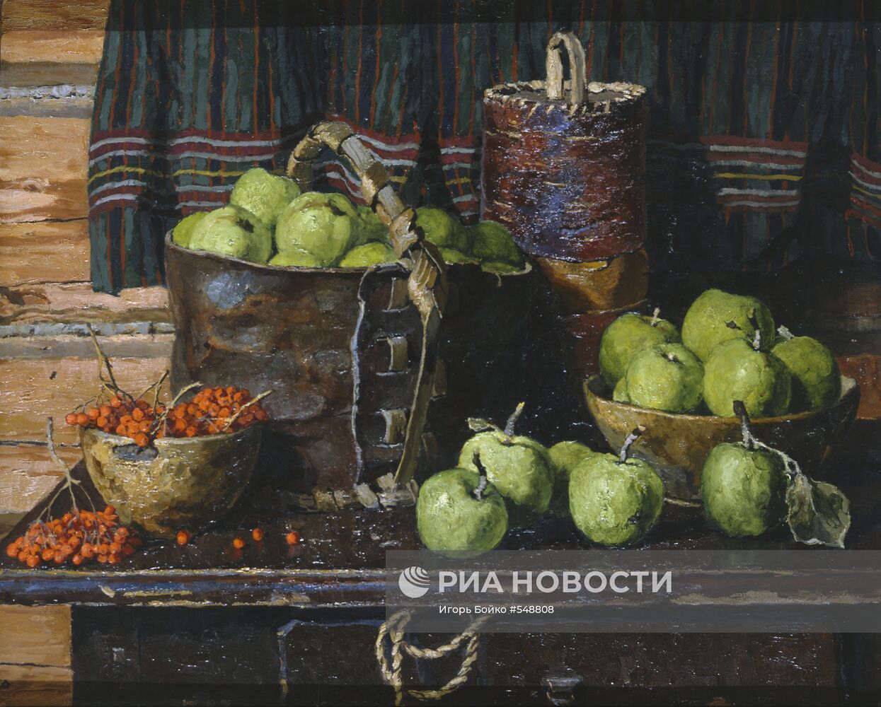 Репродукция картины "Натюрморт с яблоками"