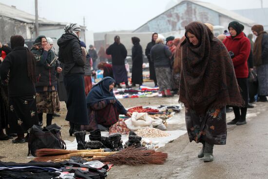 Рынок в центре села Анди в Дагестане