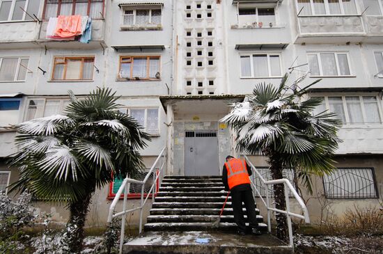 На курорте Сочи выпал первый снег