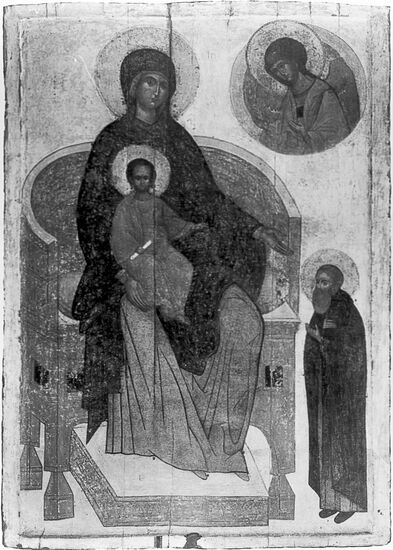 Репродукция иконы "Богоматерь с Сергием"