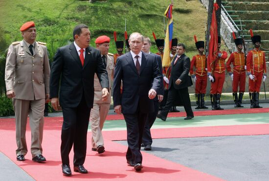 Официальная церемония встречи Владимира Путина в Каракасе