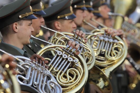 Репетиция оркестра московского военного округа к Параду Победы