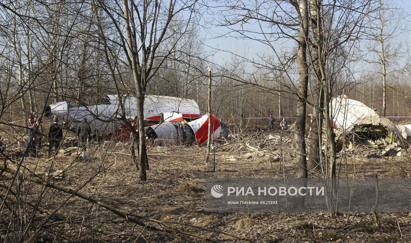 Место падения польского самолета Ту-154