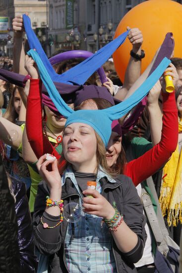 Парад мыльных пузырей на Старом Арбате