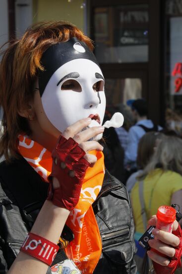 Парад мыльных пузырей на Старом Арбате