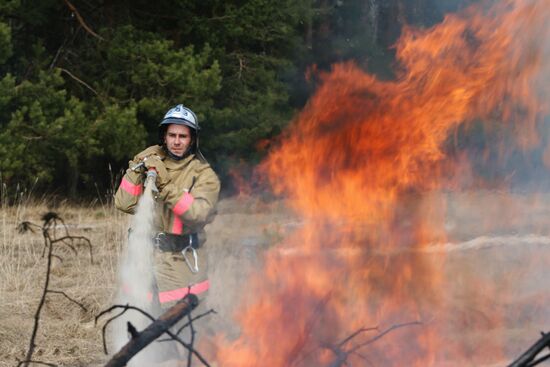 Учения МЧС МО по ликвидации последствий лесных пожаров