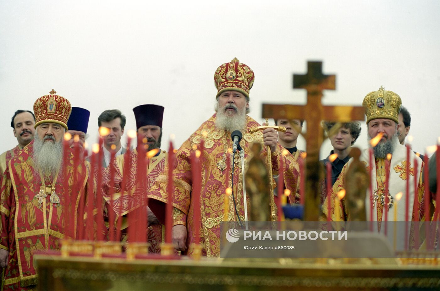 Во время церемонии освящения храма Георгия Победоносца