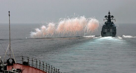 Совместный выход в море кораблей разных флотов в Приморье