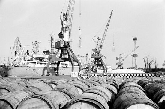 Разгрузка судна в Калининградском порту