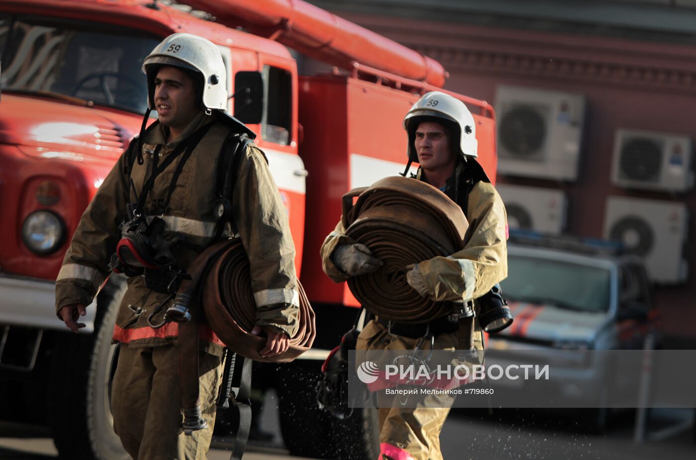 Тушение пожара в центре Москвы