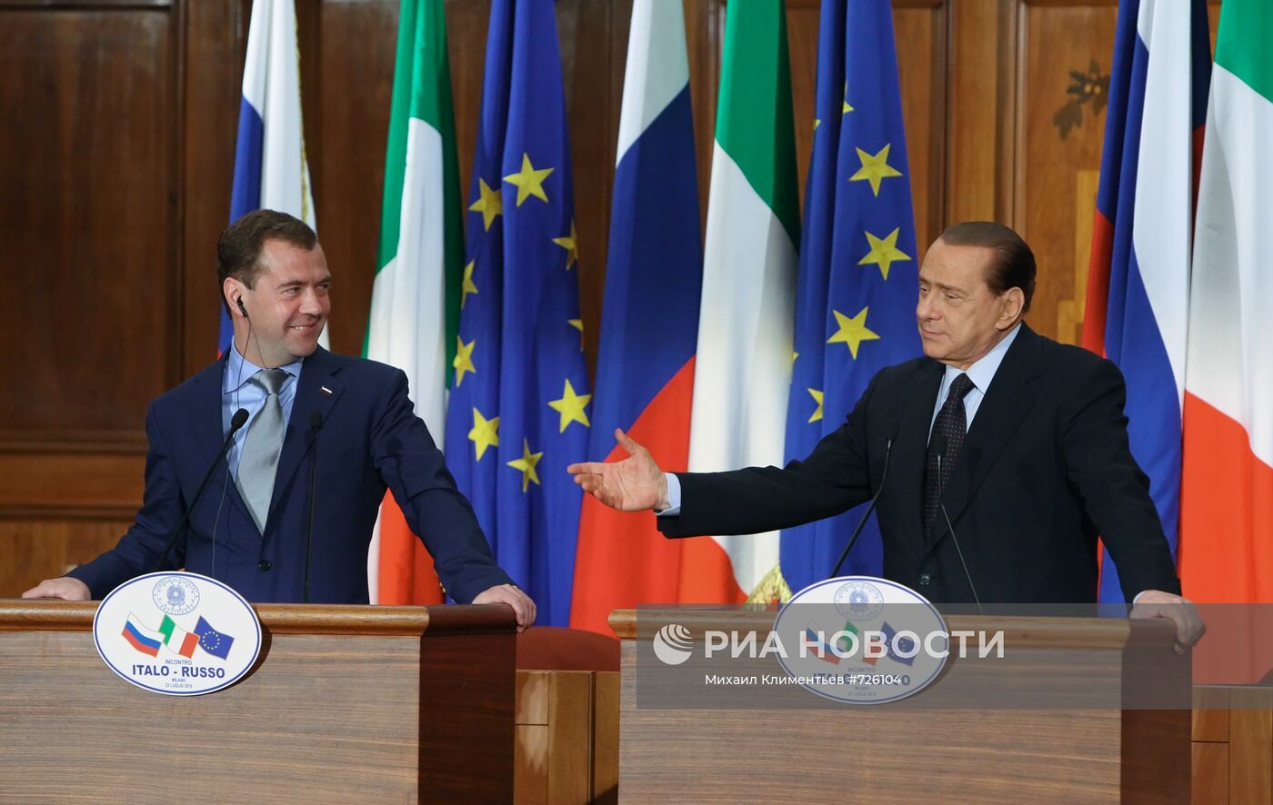 Пресс-конференция Дмитрия Медведева и Сильвио Берлускони