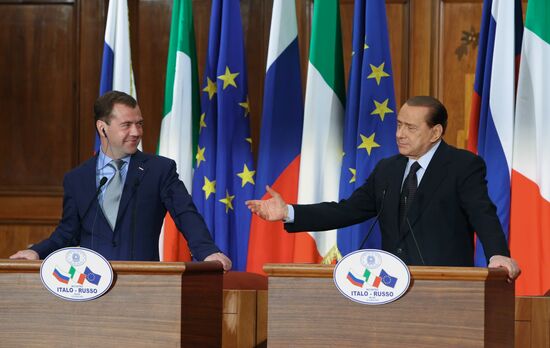 Пресс-конференция Дмитрия Медведева и Сильвио Берлускони