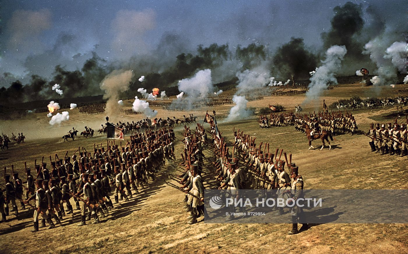 На съемках кинофильма "Война и мир"
