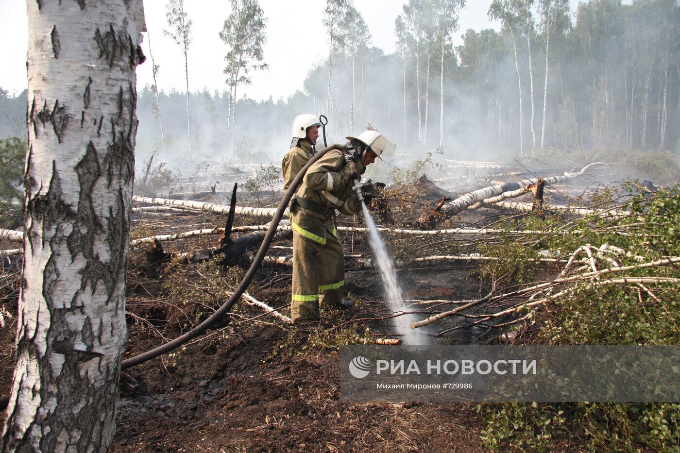 Тушение торфяных пожаров в Раменском районе Подмосковья