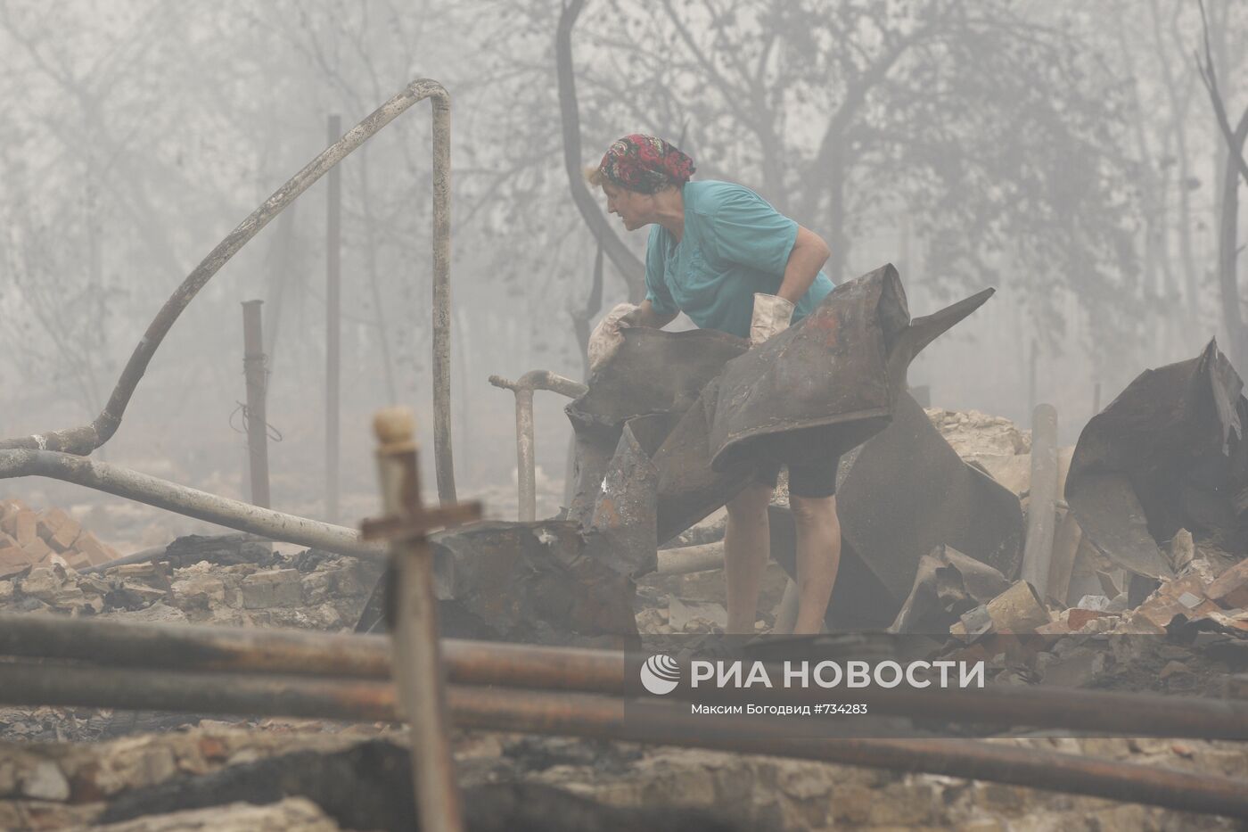 Последствия пожара в поселке Борковка Нижегородской области