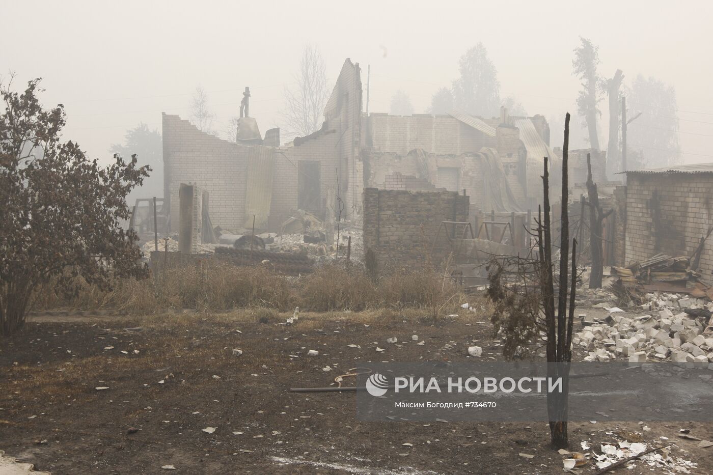 Сгоревшие дома в поселке Борковка Нижегородской области