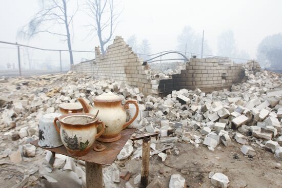 Сгоревший дом в поселке Борковка Нижегородской области