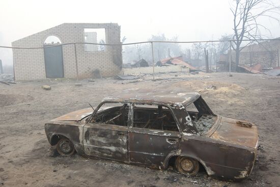 Последствия пожара в поселке Борковка Нижегородской области