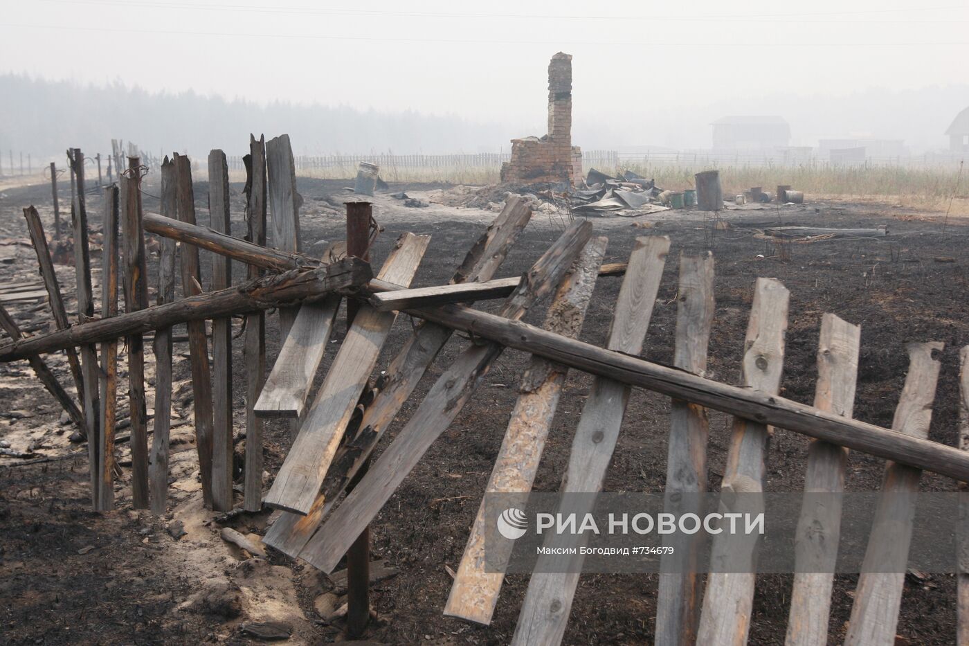 Последствия пожара в поселке Красный Бакин Нижегородской области