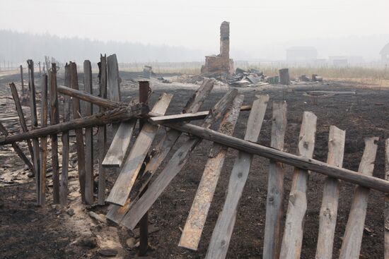 Последствия пожара в поселке Красный Бакин Нижегородской области