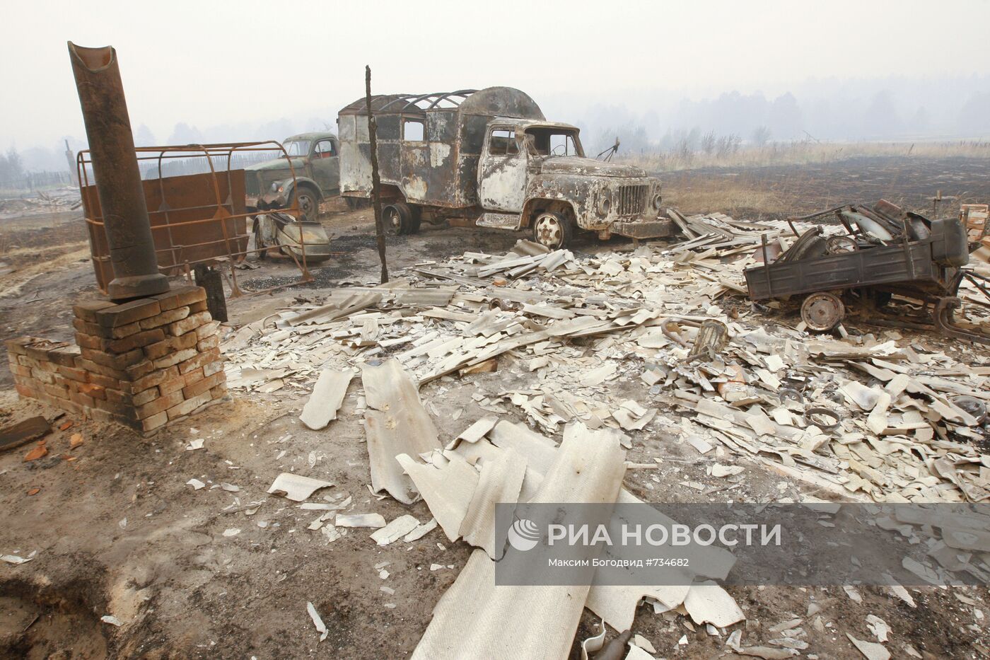 Последствия пожара в поселке Верхняя Верея Нижегородской области