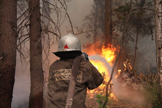 Тушение пожара в Орехово-Зуевском районе Московской области