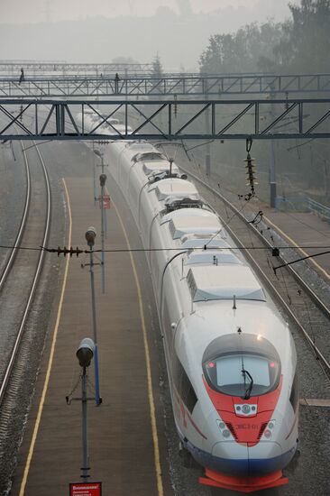 Высокоскоростной электропоезд "Сапсан" на вокзале Владимира
