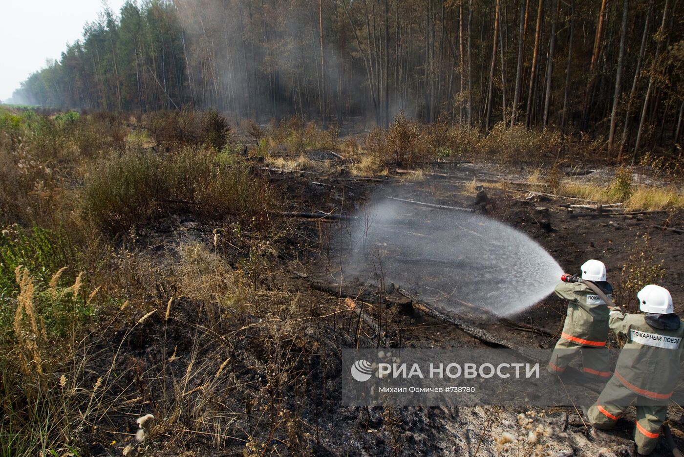 Тушение лесных пожаров в Московской области
