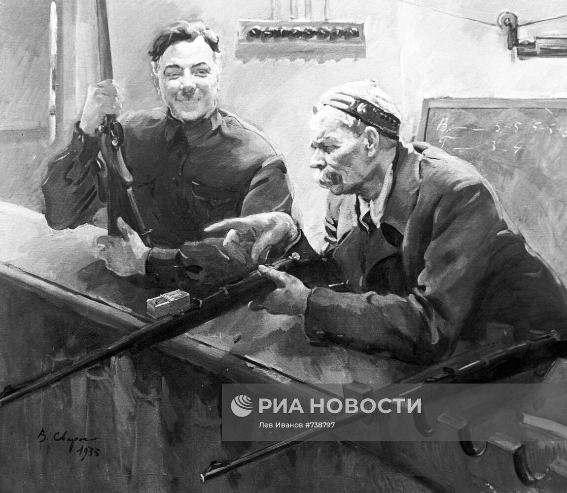 Репродукция картины "К. Е. Ворошилов и А. М. Горький"