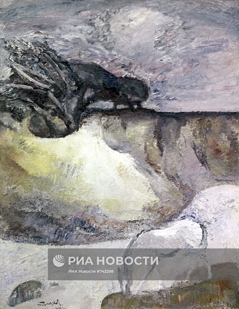 Картина "Пейзаж с белой лошадью" художника Валентина Полякова