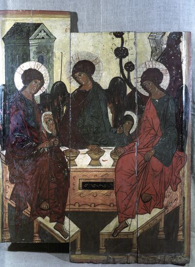 Репродукция иконы "Северные письма. Троица"