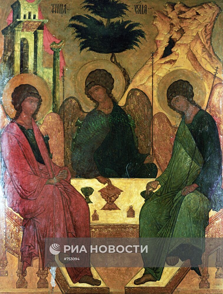 Репродукция иконы "Троица Ветхозаветная (на створках)"