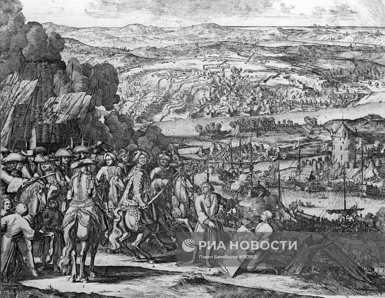 Гравюра "Осада крепости"