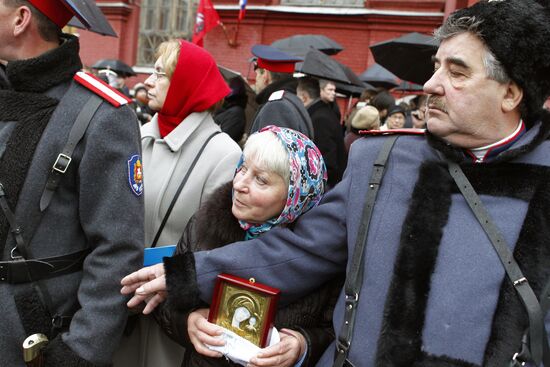 Освящение иконы Николы Можайского на Никольской башне Кремля