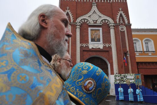 Освящение иконы Николы Можайского на Никольской башне Кремля