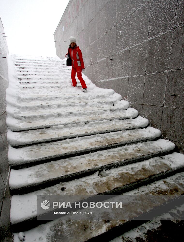 Сильный снегопад во Владивостоке