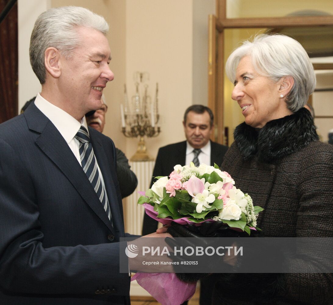 Встреча мэра Москвы Сергея Собянина с Кристин Лагард в Москве