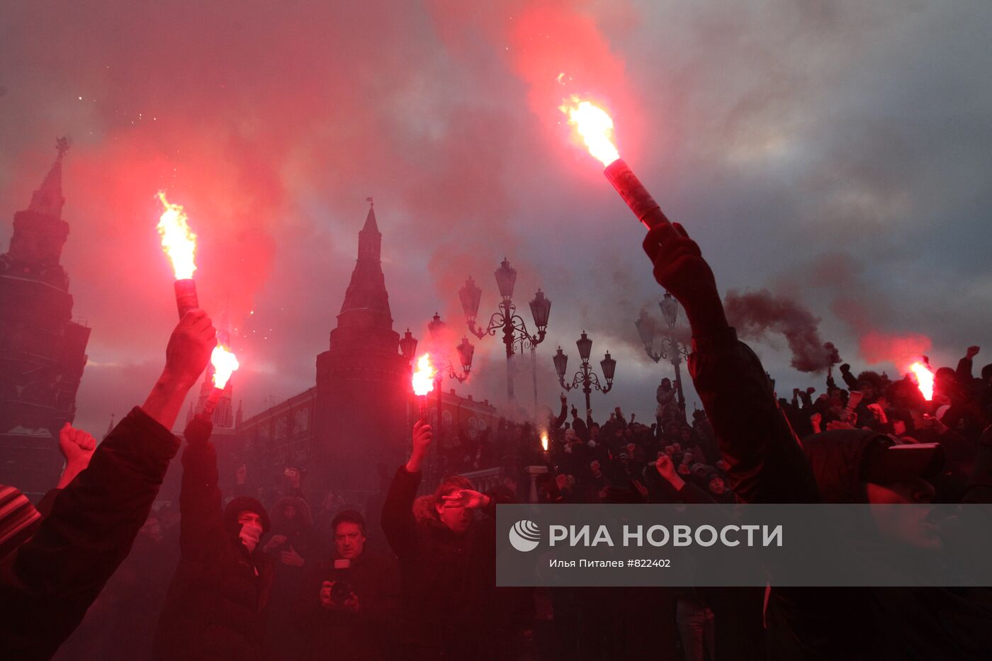 Акция в память об убитом Егоре Свиридове на Манежной площади