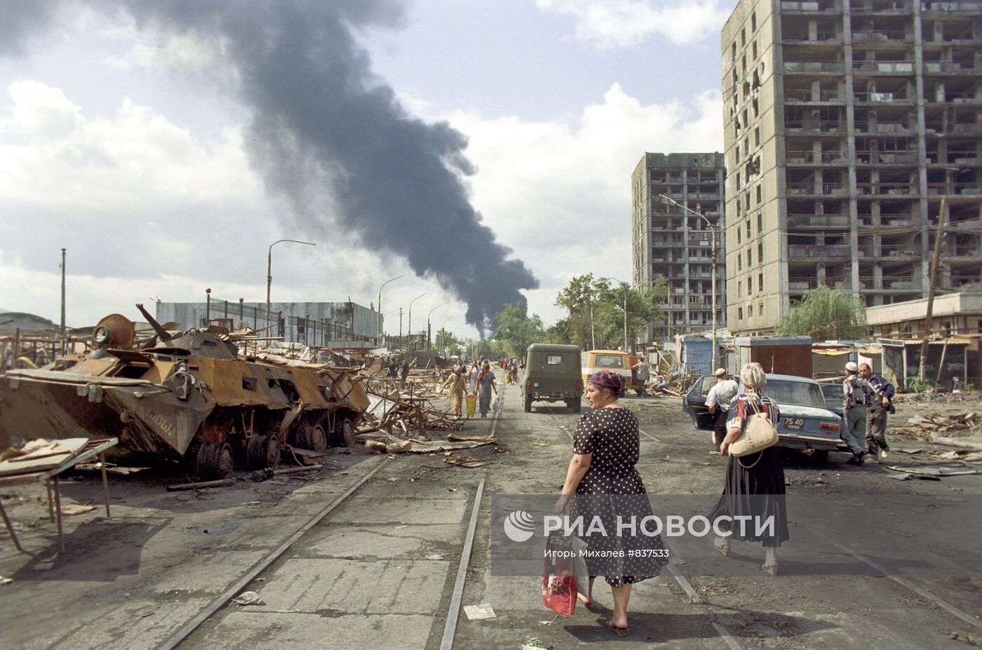 На улицах Грозного после боевых действий